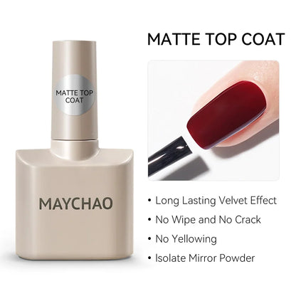 Blushimmer MAYCHAO 12ml jelly gel nail polish top coat for semi-permanent UV LED manicures, long-lasting gel nail varnish.