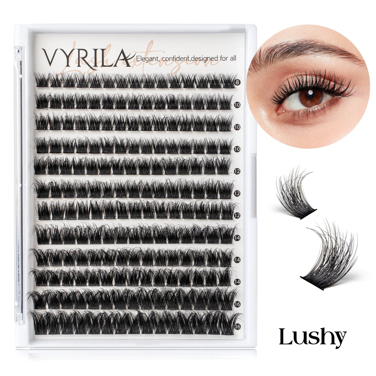 Blushimmer 3D wispy eyelash clusters with C curl, 0.1mm thin band, reusable natural lashes for DIY eyelash extensions.