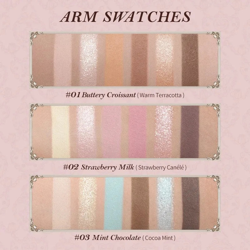 Blushimmer Flower Knows Sweetie Bear Eyeshadow Palette with 6 matte and shimmer color shades, featuring floral-inspired packaging.