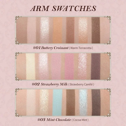 Blushimmer Flower Knows Sweetie Bear Eyeshadow Palette with 6 matte and shimmer color shades, featuring floral-inspired packaging.