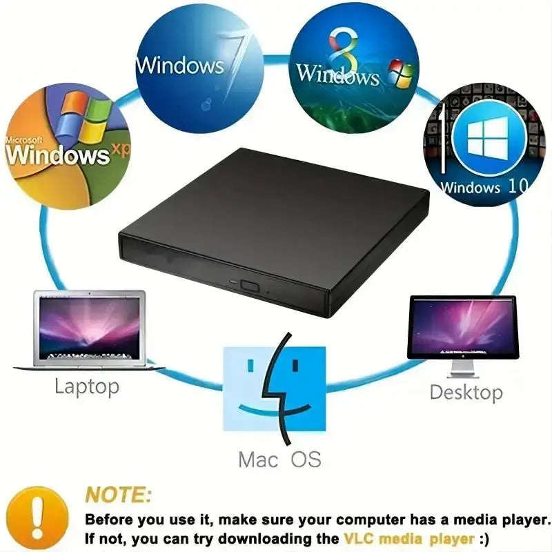 External CD/DVD Drive USB External Disk Drive CD-RW DVD-ROM Optical Player Burner Player For Desktop Laptop PC Computer