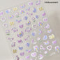 Colorful Cat's Eye 5D gradient European love heart gem nail art stickers with wing and geometric designs for manicure decoration.