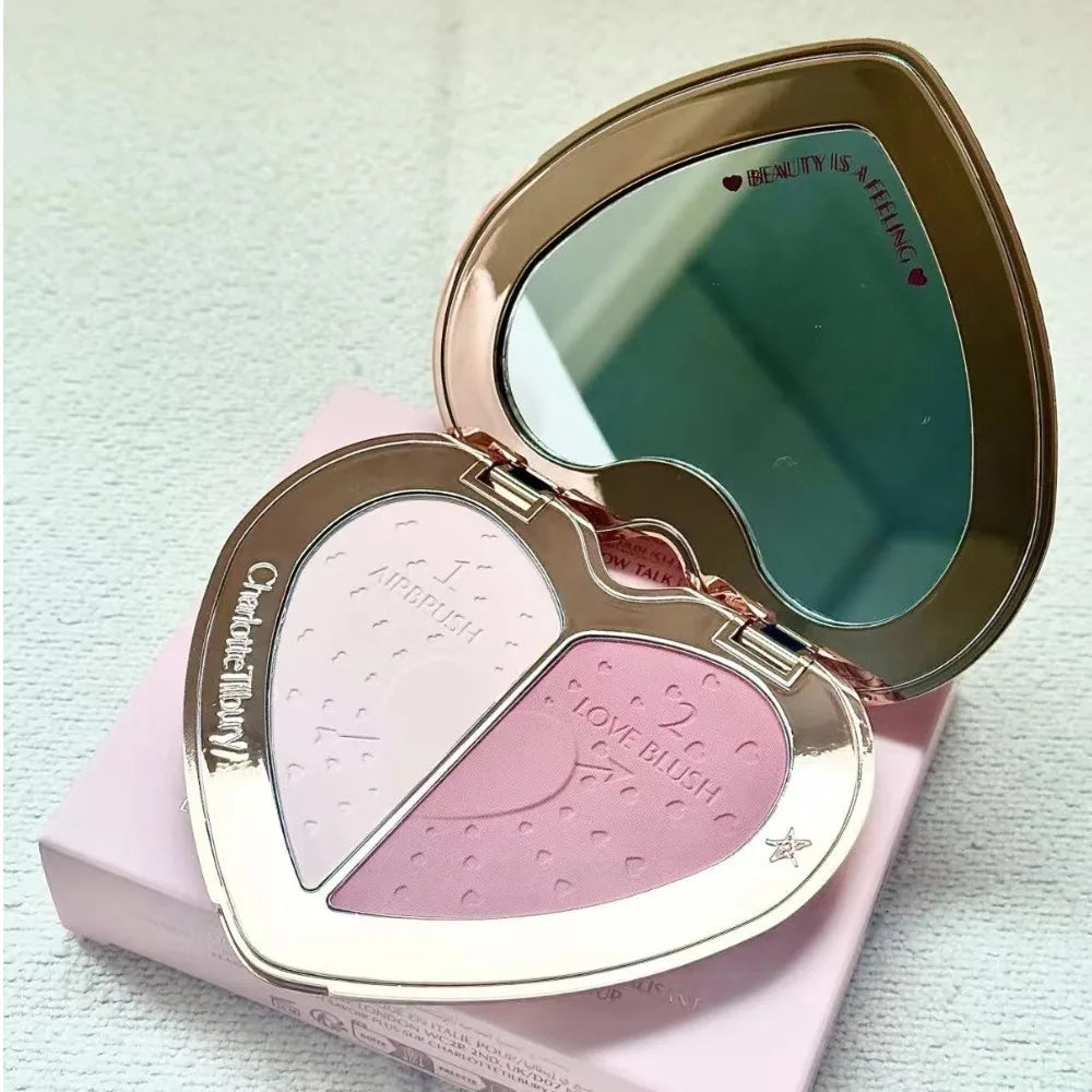 Blushimmer C/T Two Tone Heart Blush in natural pink and peach tones, 13g, with smooth, flawless finish for a multi-purpose makeup look.