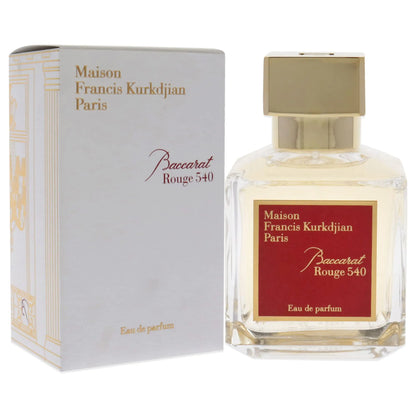 Maison Francis Kurkdjian Baccarat Rouge 540 Eau de Parfum spray, 70ml, elegant glass bottle with a sleek design.