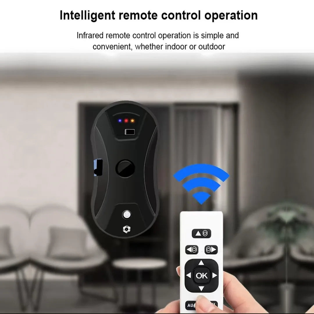 Smart Window Cleaning Robot Auto-Path Planning with 5600Pa Suction High-Rise Glass Remote-Controlled Single Spray Safety Rope