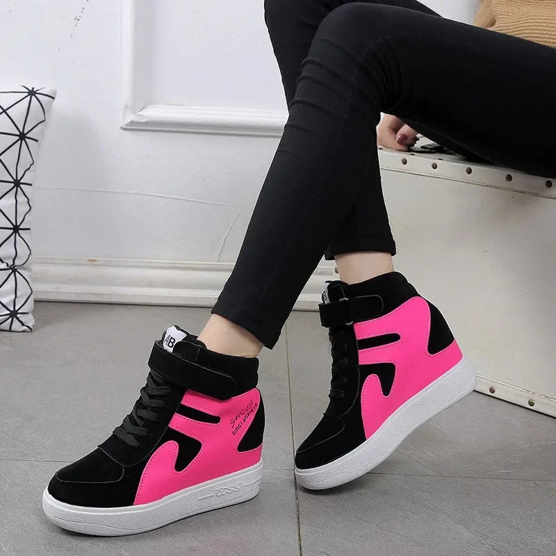 Red Sneakers Women High Top Platform Sneakers Women Casual Wedges Shoes Womens Shoes Black Platform Vulcanize Shoes Women