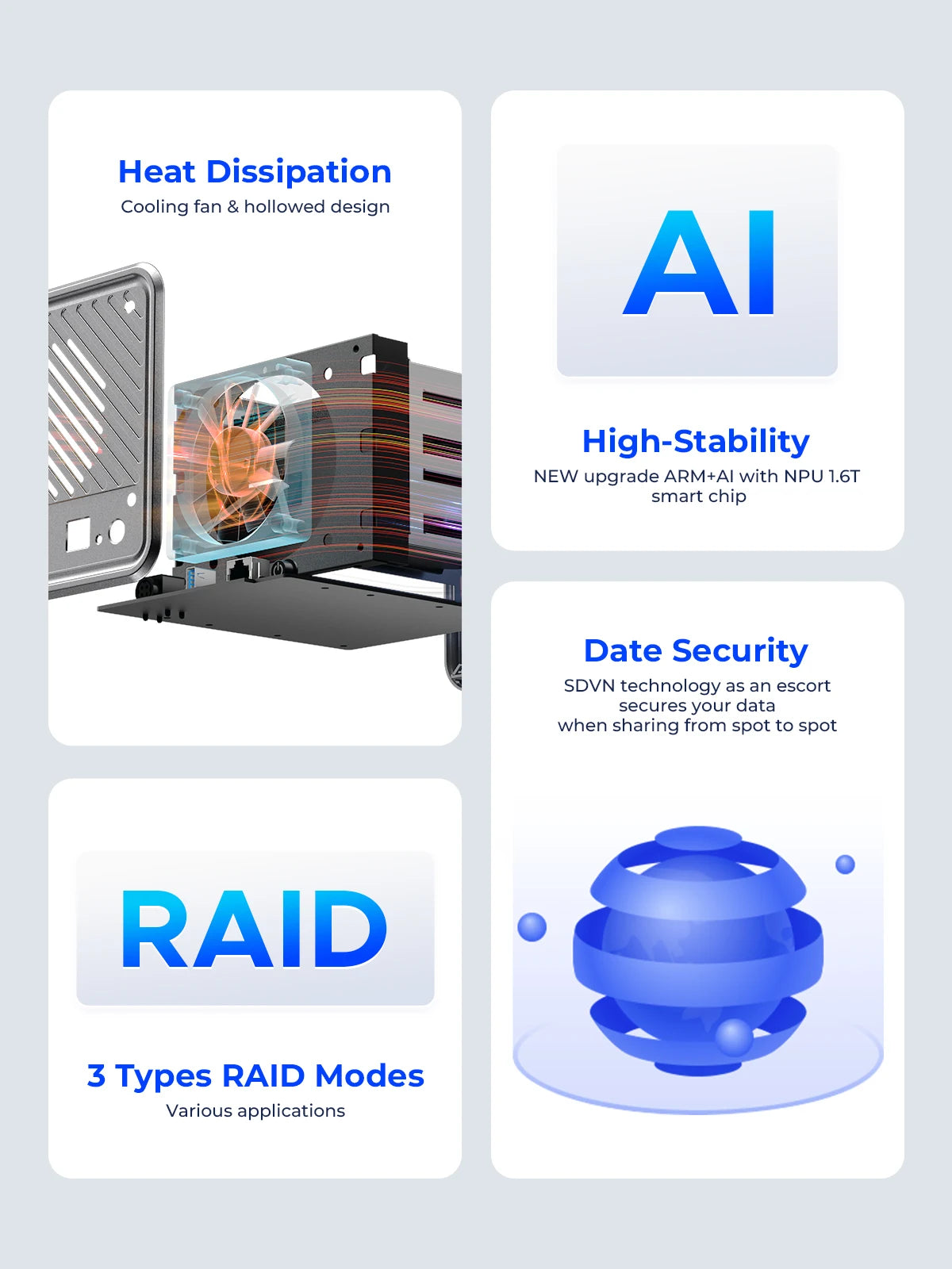 ORICO MetaCube Household Storage Type-C 3.5" HDD/SSD Dual-bay NAS with Automatic Backup Remote Access with Offline BT Download