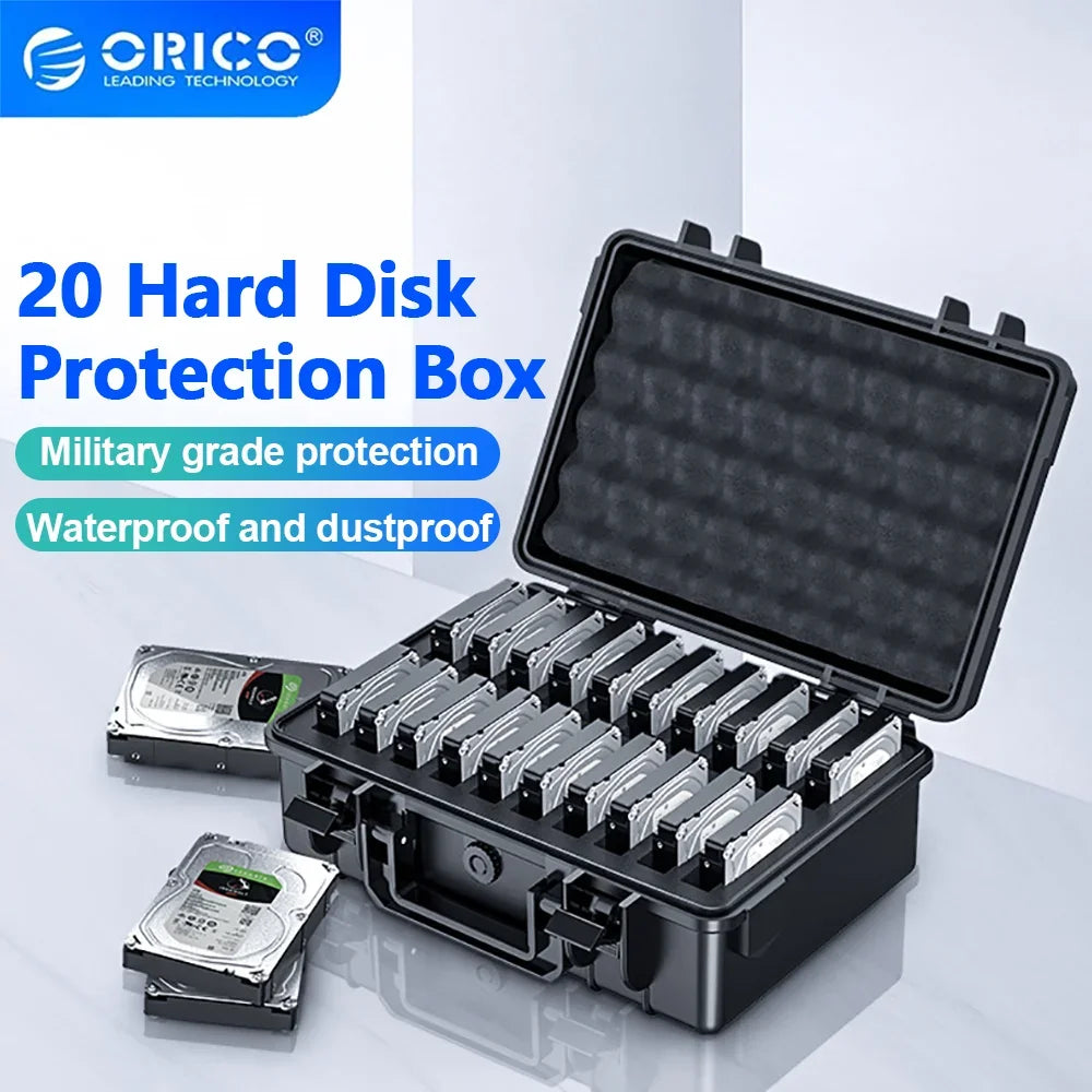 ORICO 5/10/15/20 Bay 3.5'' Hard Drive Aluminum HDD Protector Box with Locking Protection for 2.5 3.5 M.2 Hard Drive Storage Box