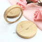 Blushimmer 1Pc pure wood round cosmetic mirror, portable pocket compact mirror for travel and beauty touch-ups.