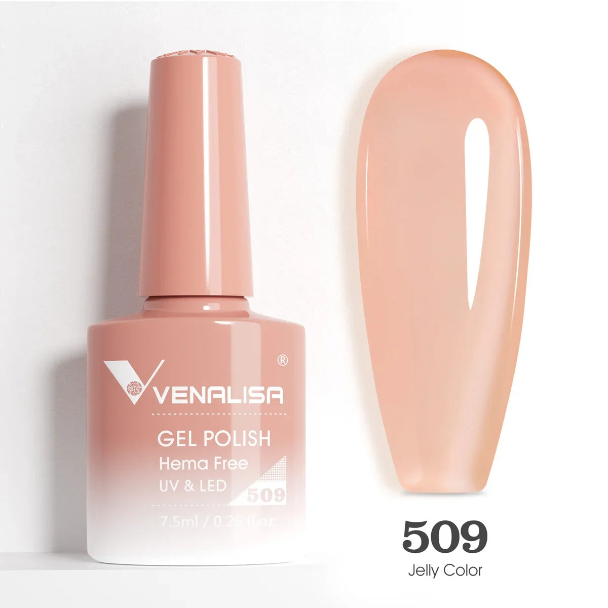 Blushimmer Venalisa HEMA TPO free glitter gel polish in pink nude with full coverage, suitable for UV and LED French nails.