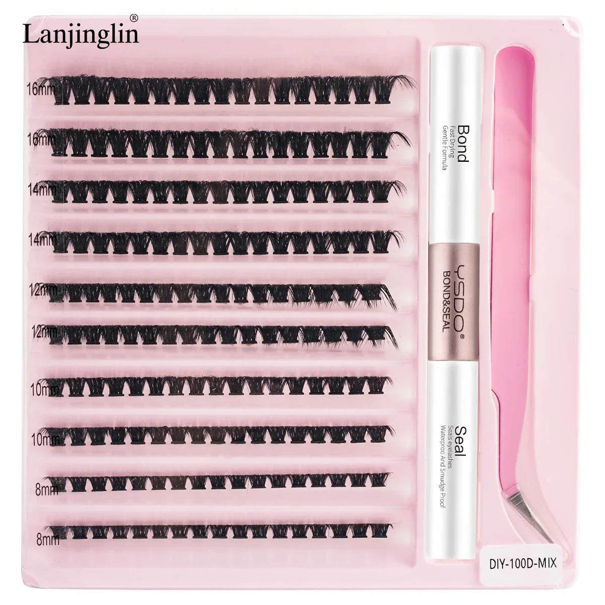 New 10Rows Individual Lashes Kit Natural Long DIY Cluster Eyelashes with Lash Bond and Seal Extension Kit Makeup Tools Faux Cils