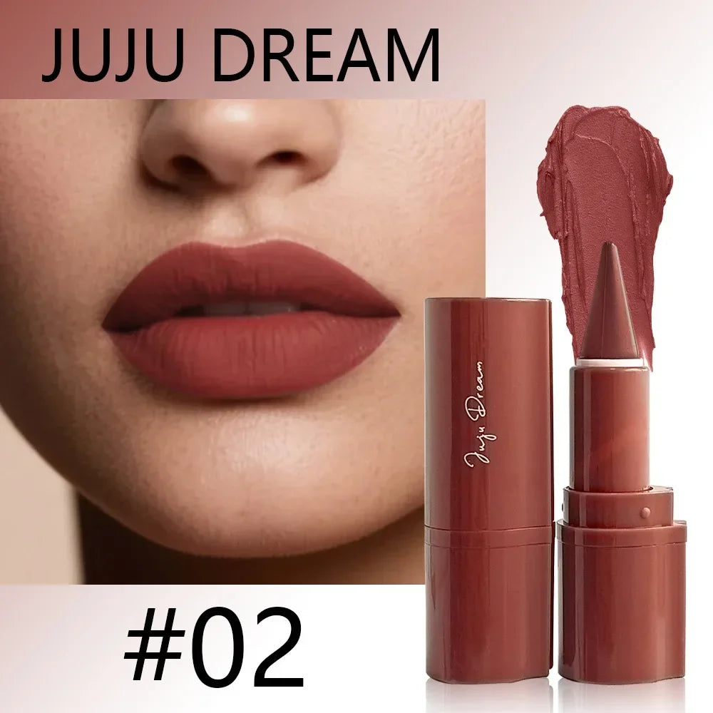 Blushimmer tapered gradient lip liner crayon in matte black brown with a waterproof, non-sticky contouring lip color on white background.