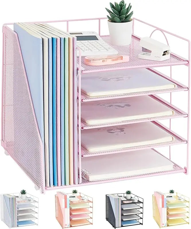 Office Desktop Multi-layer File Rack5Layer Data Organizer Storage Box File Holder Archive Rack Office Supplies