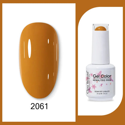 Clou Beaute neon gel nail polish base and top coat in red, black, white, green, and velvet finish, with 400 color options, semi-permanent.