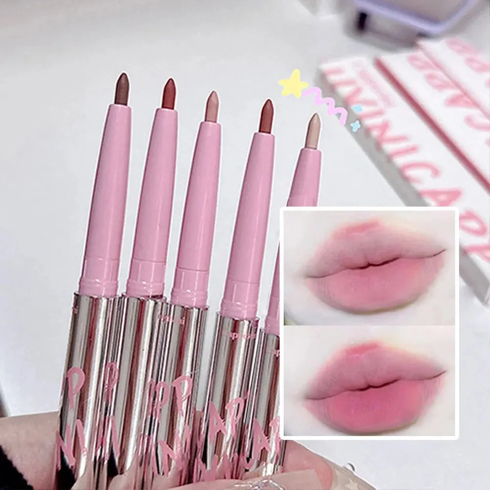 Blushimmer Cappuvini nude lip liner with lip brush and velvet matte lipstick for long-lasting Korean-style lip makeup.