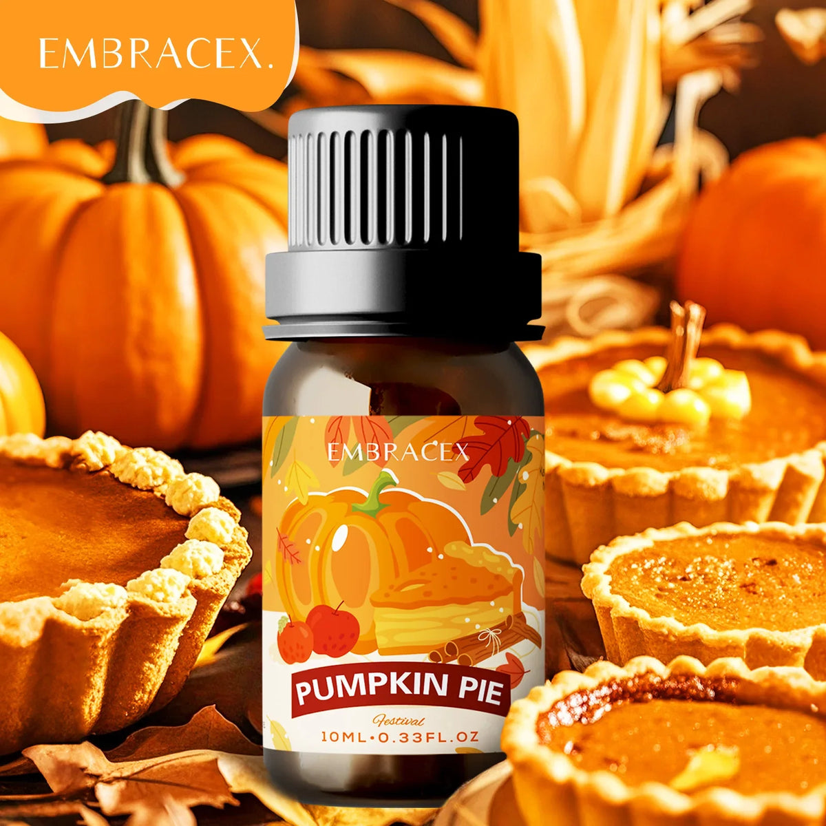 Blushimmer 10ml pumpkin pie fragrance essential oil for car aromatherapy, diffuser perfume oil with warm, spicy pumpkin scent.