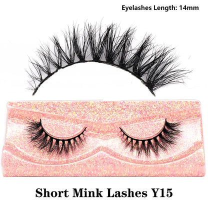 Blushimmer 3D Mink Fluffy Half False Eyelashes with clear band, natural soft lightweight short eye strip, reusable eyelash extension