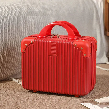 Hot Cosmetic Box 14 inch Mini Travel Suitcase Cosmetic Box Hand Luggage Organizer Makeup Case Small Password Box Boarding Case