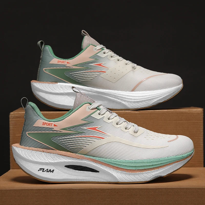 Running Shoes Men Sports Marathon Air Cushion Carbon Board Breathable Lightweight Comfortable Women Athletic Nonskid Sneakers