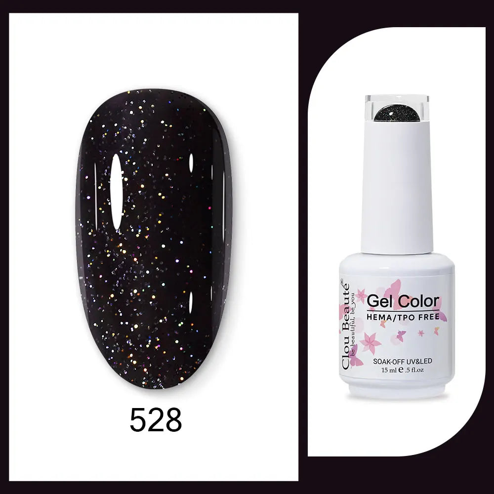 Blushimmer Clou Beaute 15ml red, black, white, green neon gel nail polish with velvet top coat, semi-permanent varnish, colorful nail art