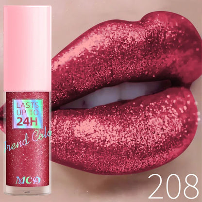 Blushimmer 18-color diamonds glitter liquid lip gloss with pearl shine, long-lasting waterproof lipstick, sparkling lip makeup for women.