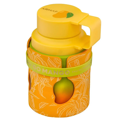 Armaf Odyssey Eau De Parfum spray in a sleek bottle with tropical mango and woody amber notes, unisex long-lasting fragrance.