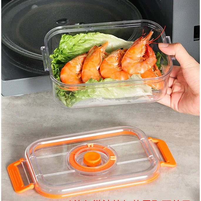 Vacuum Fresh-keeping Box Refrigerator Sealed Canister Microwavable Transparent Food Storage Container Kitchen Organizer Bento