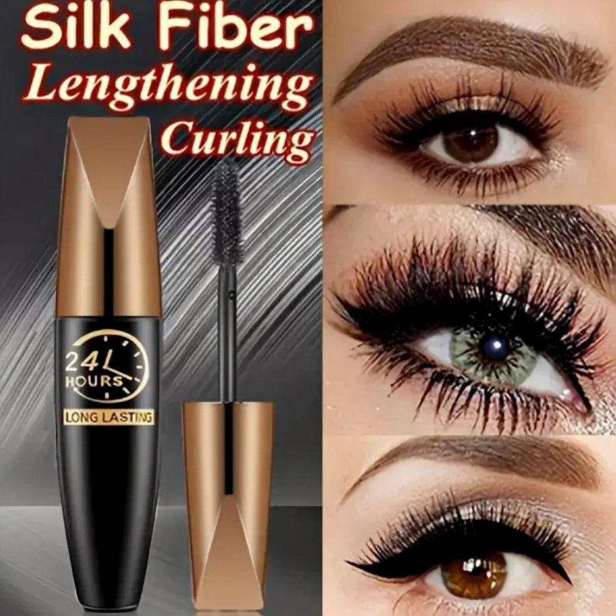 Blushimmer 5D Eye Black Mascara waterproof with silk fiber, lengthens eyelashes, perfect for eye makeup and cosmetic enhancement.