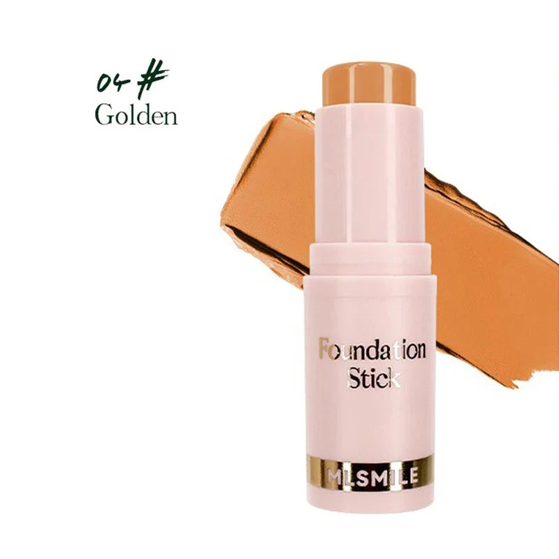 Blushimmer full coverage facial stick foundation for dark skin, matte finish, oil-control concealer and primer in a sleek stick format.