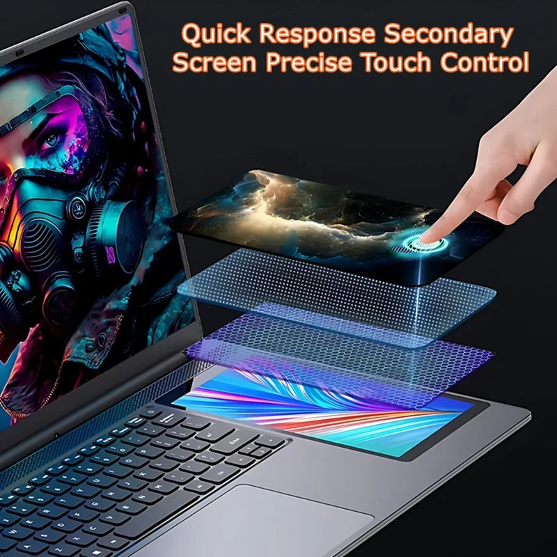 DS156 Brand New Business Gaming Laptop Ultra Thin 15.6 + 7 Inch Dual Screen Laptop 16GB RAM 128/256/512 GB SSD Notebook Computer