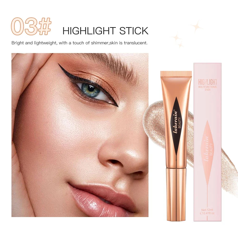 Blushimmer liquid contouring highlighter stick with matte finish for brightening, nose shadow, facial contouring, and blush highlight.