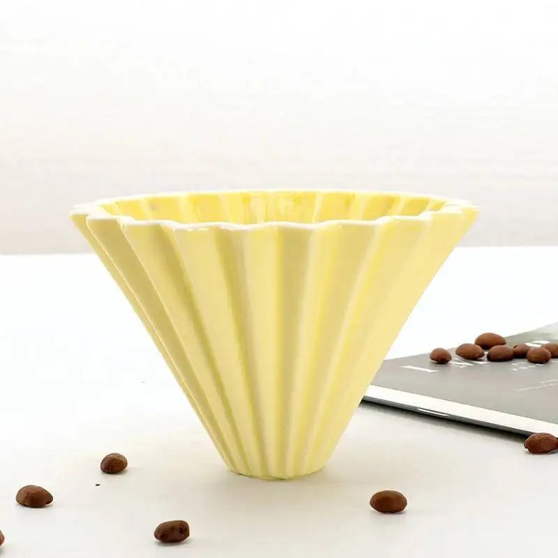 Ceramic Hand Brewing Coffee Dripper Pour Over Coffee Maker Handmade Origami Coffee Filter Cup Flower Shape Funnel Drip Cafe Cup