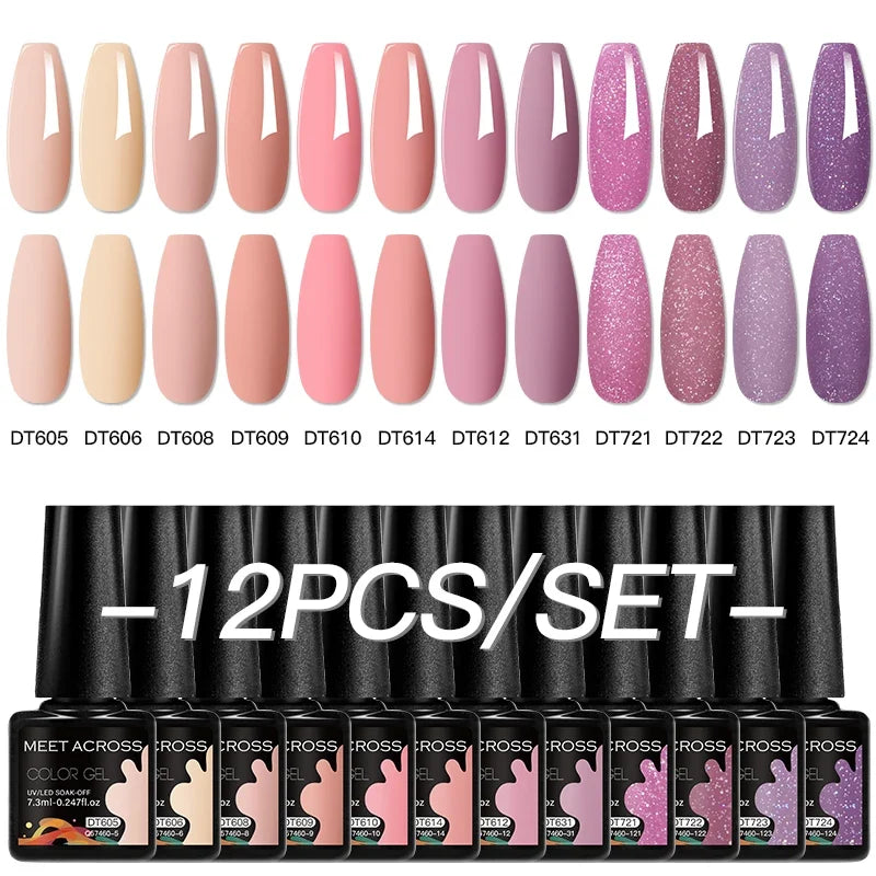 Blushimmer 12-piece all-season nail gel polish set with multicolor shades, UV and LED compatible, HEMA free, long-lasting for women