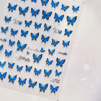Blushimmer Jelly Butterfly 5D nail art sticker with rhinestones, featuring shiny insect and animal designs for DIY manicure decoration.