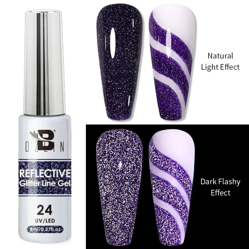 Blushimmer 5ML gold and silver metallic gel polish with chrome mirror finish, ideal for UV LED semi-permanent nail art.