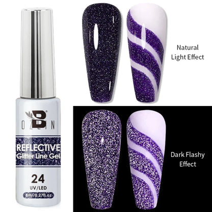 Blushimmer 5ML gold and silver metallic gel polish with chrome mirror finish, ideal for UV LED semi-permanent nail art.