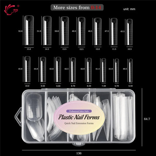 Blushimmer TP New 60pcs dual nail forms for quick gel and acrylic nail extensions, full cover manicure tools, false nail tips