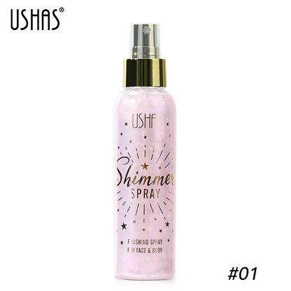Liquid Highlight Spray Body Face Waterproof Shimmer High Gloss Illuminator Glitter Bronzer Longlasting Brightens Makeup