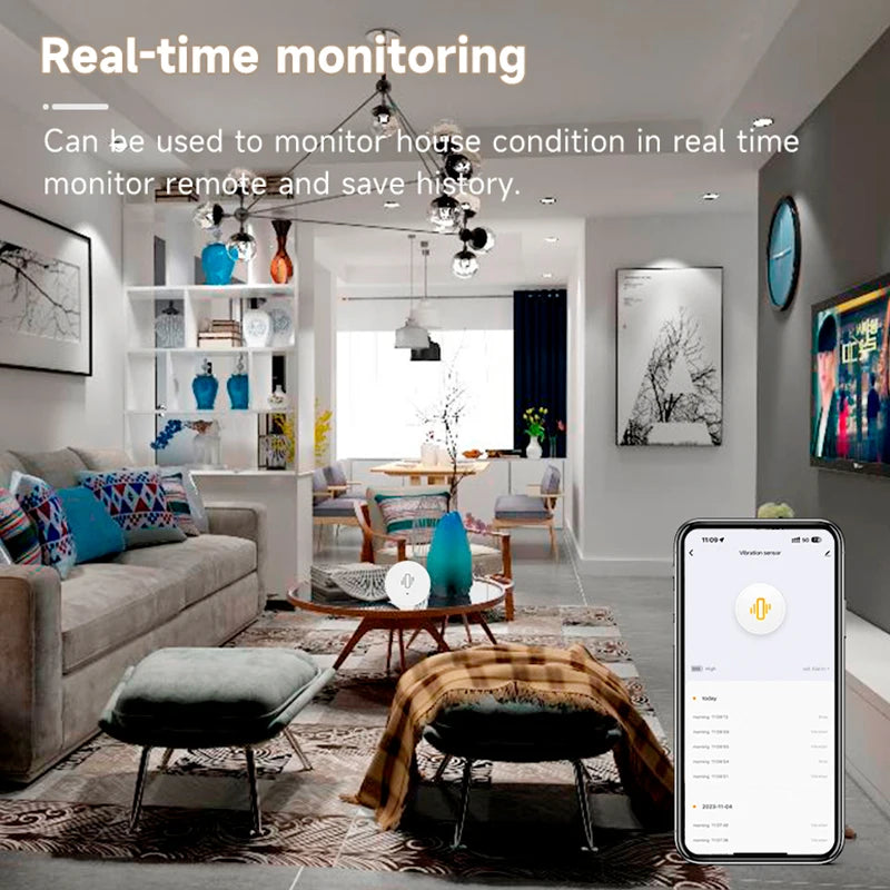 Zigbee Smart Vibration Sensor Detection Intelligent App Remote Control Real Time Glass Shock Alarm Smart Security System