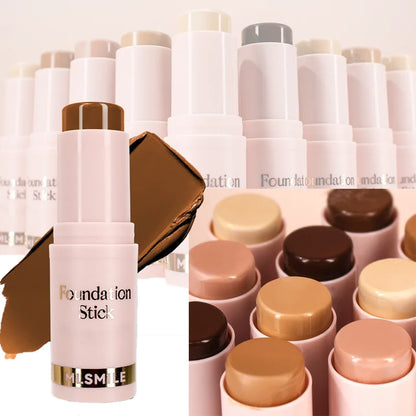 Blushimmer facial stick foundation for dark skin, full coverage, matte finish, oil-control concealer and primer in a sleek stick form