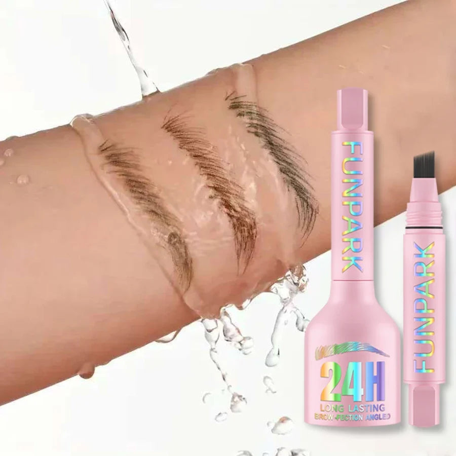 Blushimmer 3D dye eyebrow pencil in black, brown, and natural shades with brush for waterproof, anti-smudge eyebrow enhancement.