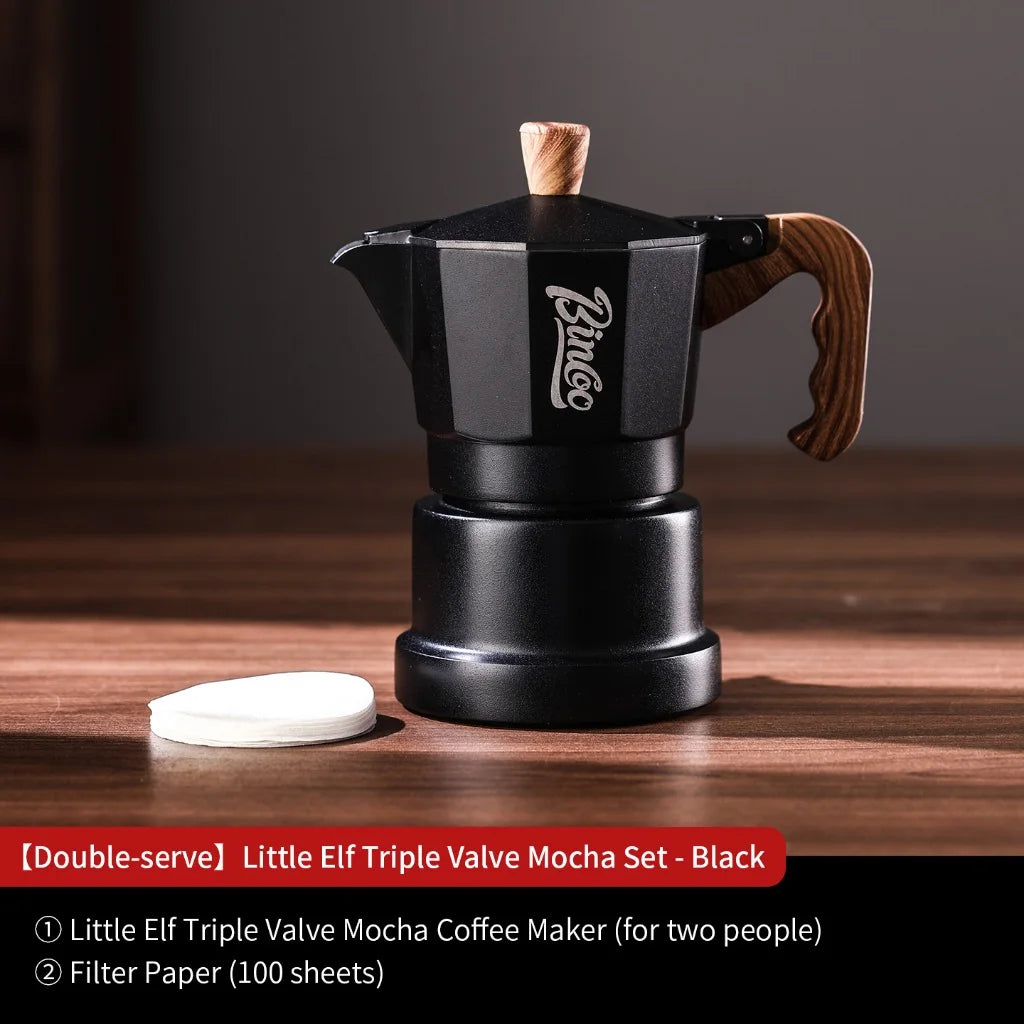 BINCOO Three-Valve Moka Pot Home Mini Espresso Coffee Maker Coffee Brewing Equipment 1Cup/2Cups