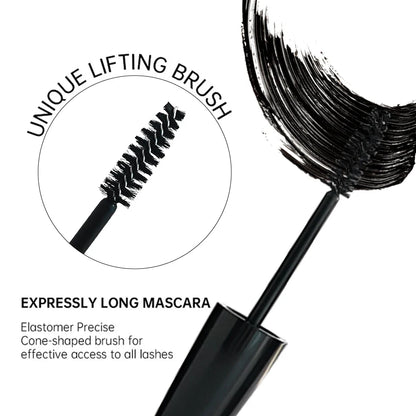 Juju Dream 4D Black Waterproof Fiber Mascara by Blushimmer, 5g full size tube with wand and black mascara formula.