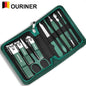Green 6-18 Pcs Manicure Set With Leather Case Professional Foot And Face Care Tool Kits Stainless Steel Nail Clipper Sets Gift