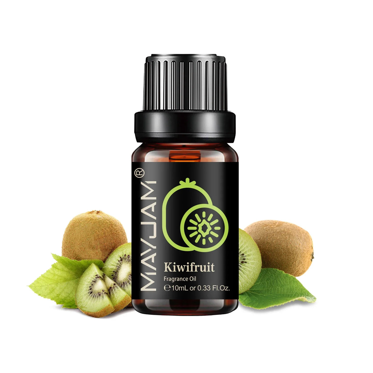 Blushimmer MAYJAM fruit essential oil bottle with cherry, banana, papaya, grape, litchi, guava, kiwifruit, pear, and fig fragrances.