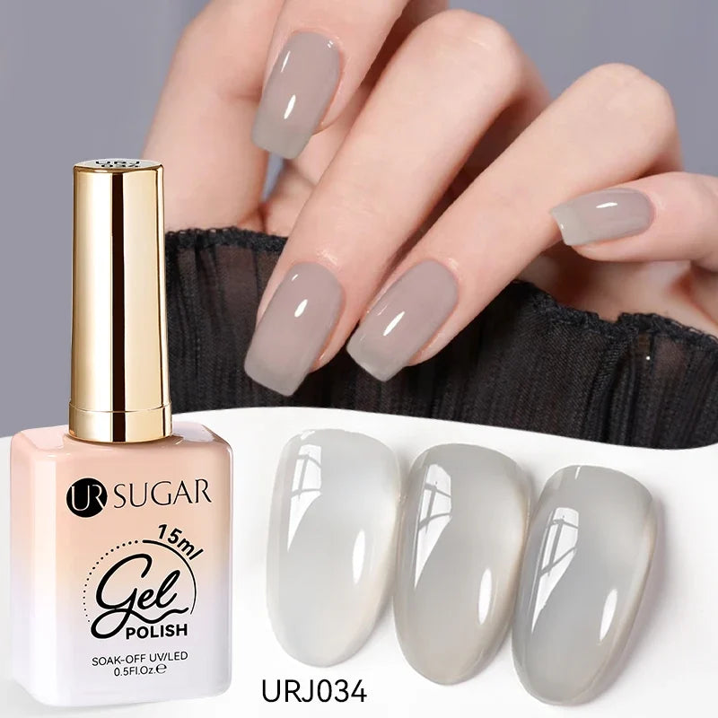 Blushimmer UR SUGAR 15ml jelly milky white translucent UV gel polish for semi-permanent nail art and soak-off gel varnish.