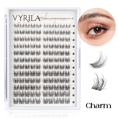 Blushimmer 3D wispy eyelash extension clusters with C curl, natural look, reusable, super thin band, suitable for DIY lash application