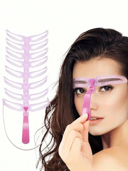 Blushimmer 8-in-1 reusable eyebrow template set with eyebrow makeup tools and accessories for easy shaping and styling.