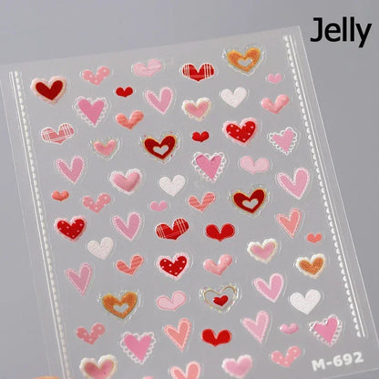 Colorful Cat's Eye 5D gradient European love heart gem nail art stickers by Blushimmer, featuring geometric wing crystals for manicure decor.