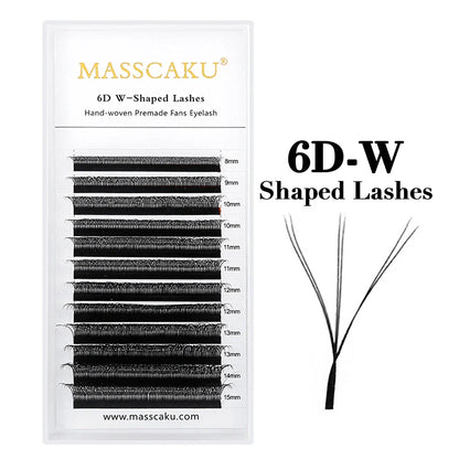 Masscaku 12Lines premium mink 3D to 6D false eyelash extensions with W shape, soft and natural individual lash extensions by Blushimmer.